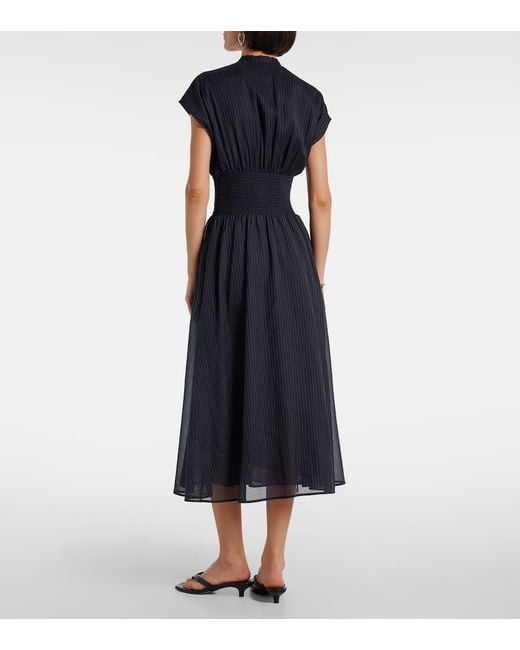 Vestido Midi De Algodon A Rayas Tory Burch de color Blue
