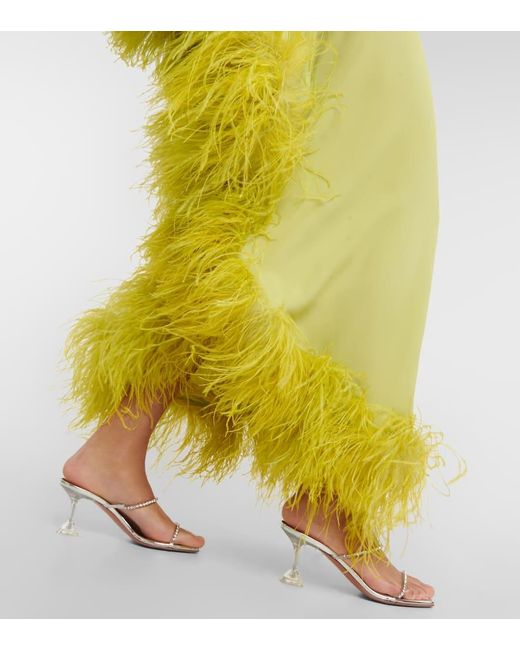 ‎Taller Marmo Yellow Ubud Feather-trimmed Gown