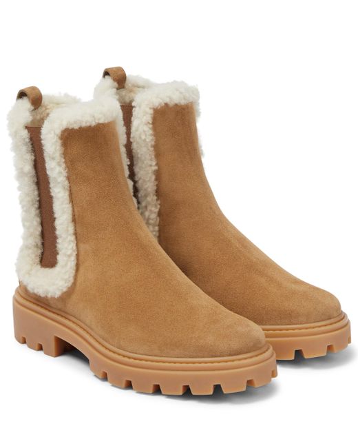 Tod's Shearlingtrimmed Suede Chelsea Boots in Brown Lyst UK
