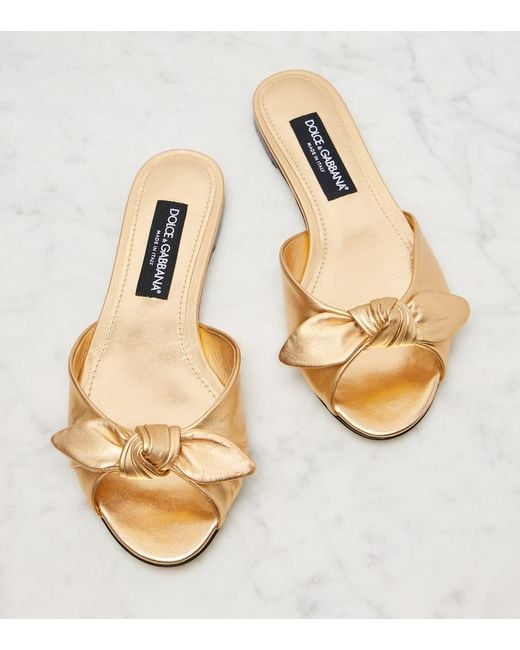 Dolce & Gabbana Metallic Leather Slides