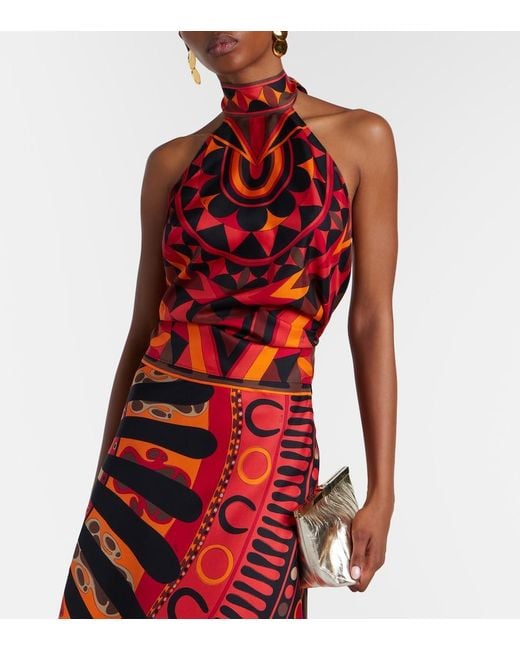 Emilio Pucci Red Manuba Silk Twill Top