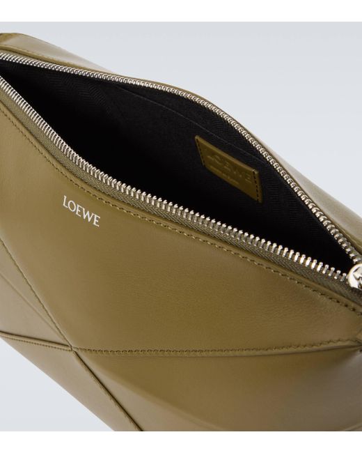 Loewe Green Puzzle Fold Leather Makeup Bag for men