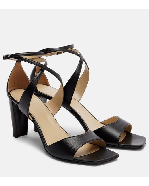 Lemaire Black Cross Leather Sandals