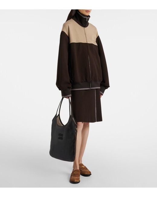 Miu Miu Black Ivy Medium Distressed Leather Shopper