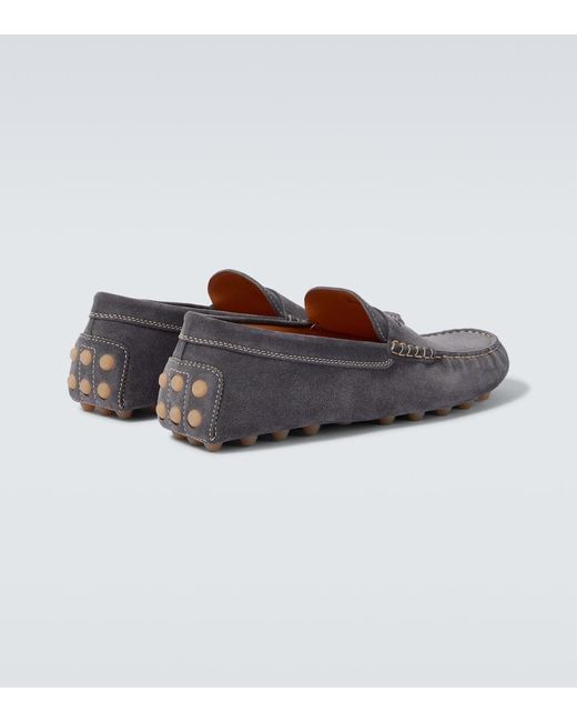 Mocassins Gommino Bubble En Daim Tod's pour homme en coloris Gray