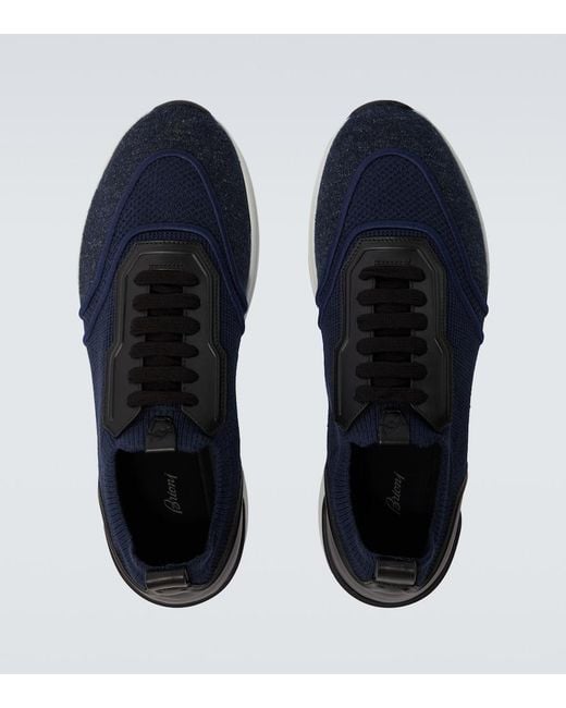 Brioni Blue Socks Knitted Sneakers for men