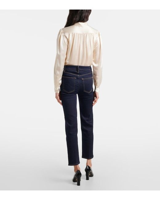 FRAME Blue Le Sleek High-Rise Straight Jeans