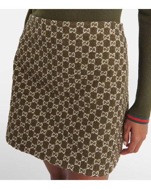Gucci Natural Gg Cotton-Blend Boucle Mini Skirt