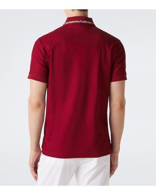 Burberry Red Check Cotton Pique Polo Shirt for men
