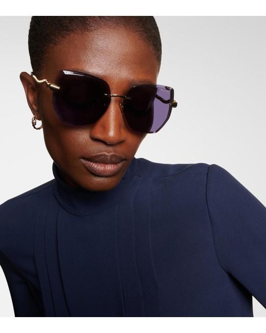 BVLGARI Purple Serpenti Viper Oversized Sunglasses