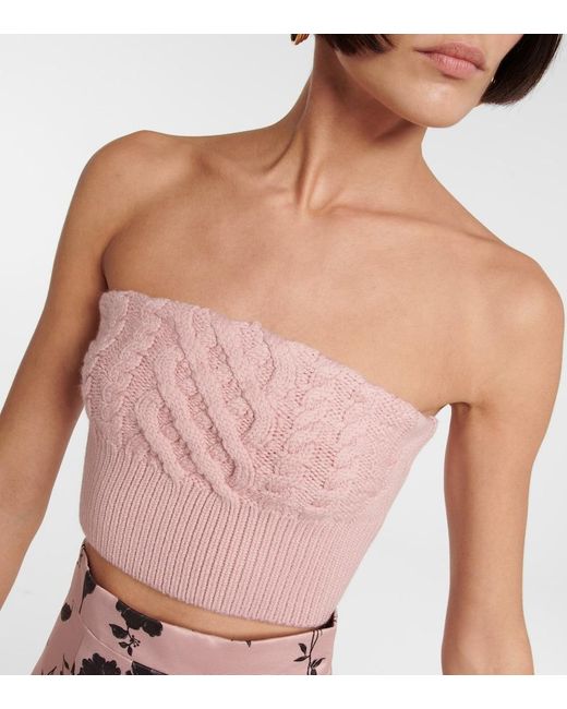 Emilia Wickstead Pink Bimba Wool Cropped Bustier