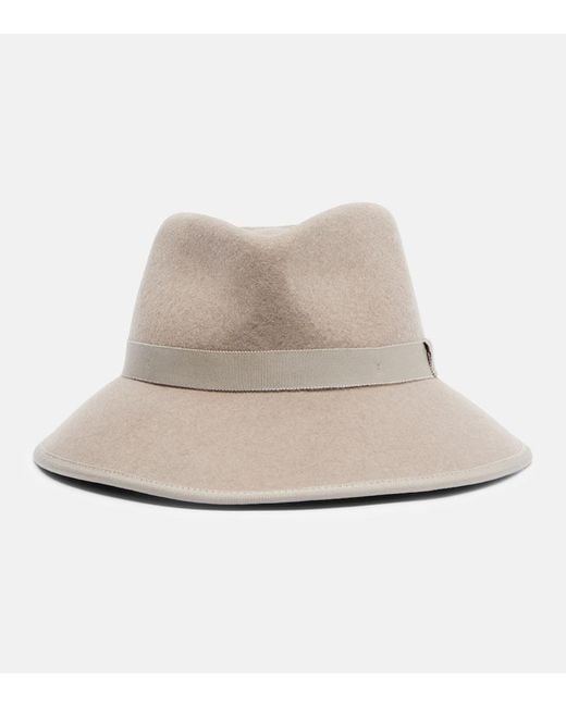 Max Mara Natural Locusta Wool Felt Fedora Hat
