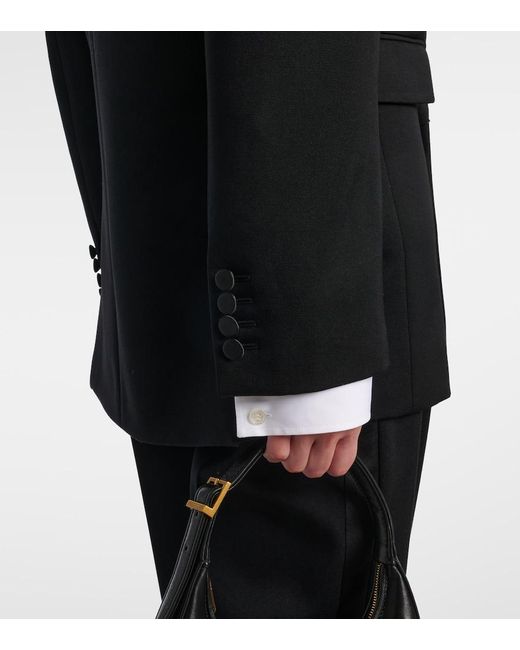 Saint Laurent Black Satin-Trimmed Wool Tuxedo Jacket