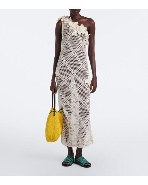 J.W. Anderson White Floral-Applique Crochet Cotton Maxi Dress