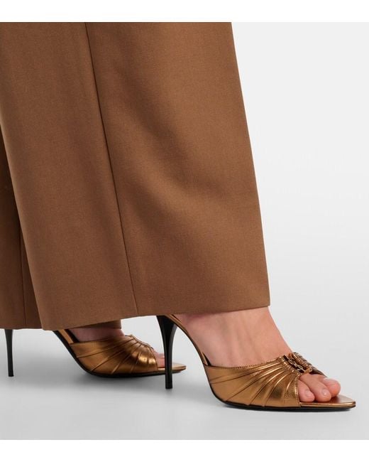 Saint Laurent Babylone Metallic Leather Mules