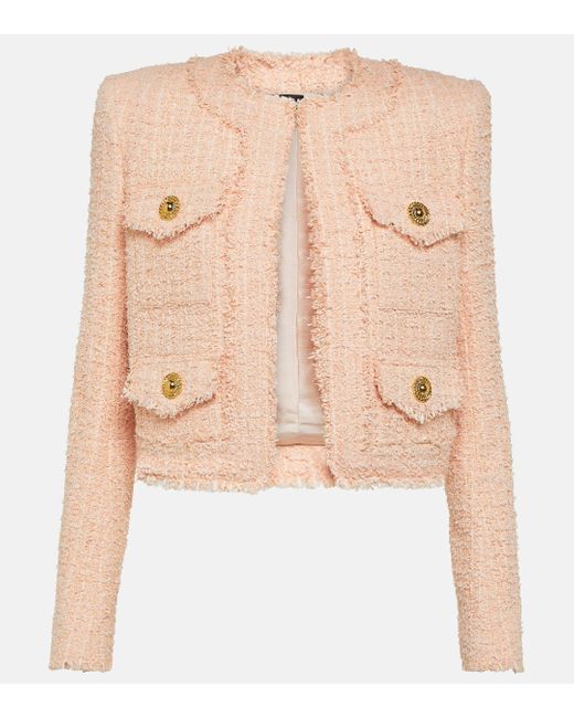 Balmain Natural Cropped Tweed Jacket