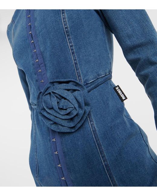 Mono de denim con apliques florales ROTATE BIRGER CHRISTENSEN de color Blue