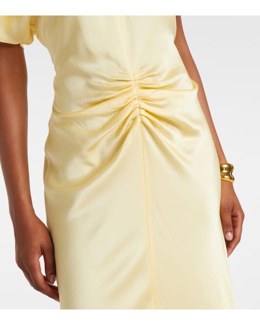 Victoria Beckham Yellow Robe Aus Satin