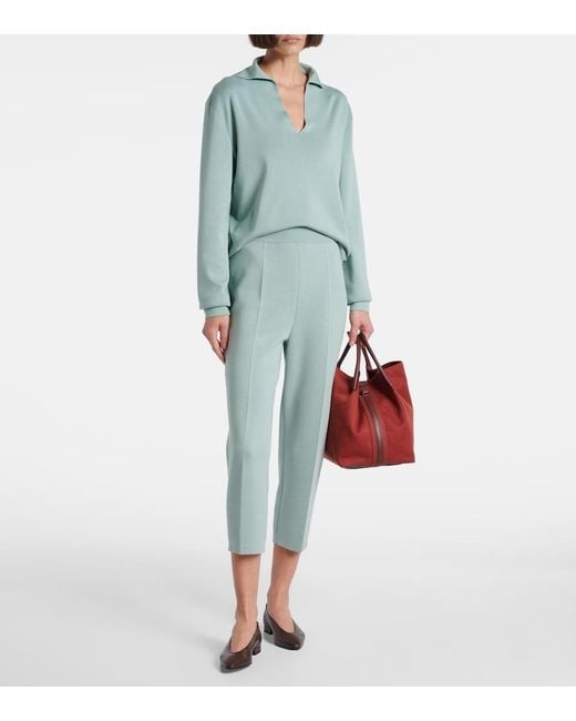 Loro Piana Green Silk And Cotton Polo Sweater