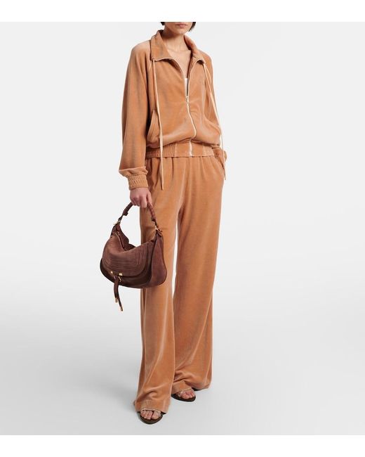 Chloé Brown Cotton-Blend Velour Zip-Up Sweatshirt