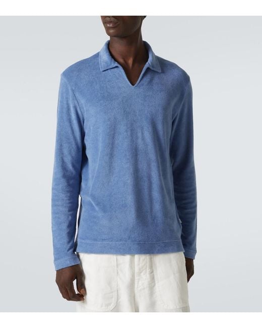 Fedeli Blue Peter Cotton Terry Polo Shirt for men