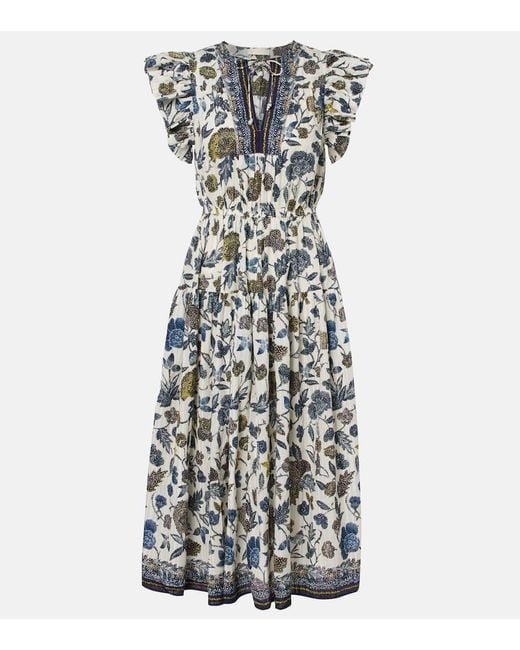 Robe Midi Kairi Imprimee En Coton Melange Ulla Johnson en coloris White