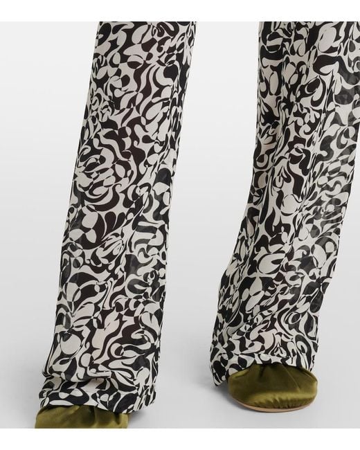 Dries Van Noten Gray Printed Straight Pants