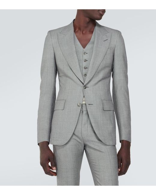 Tom Ford Gray Dyllan Wool And Silk Three-Piece Suit for men