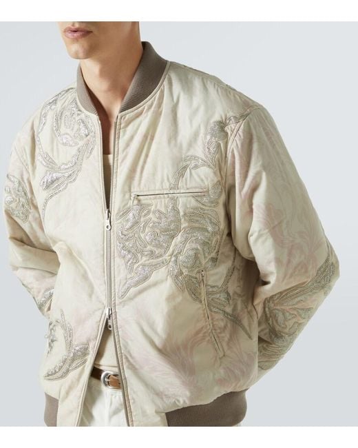 Dries Van Noten Natural Embroidered Cotton Bomber Jacket for men