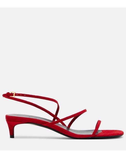 Khaite Red Loop 35 Suede Sandals