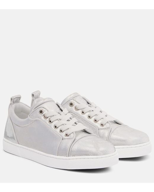 Christian Louboutin White Sneakers Louise Orlato Aus Metallic-Leder