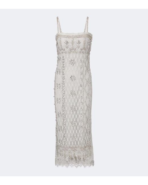 Costarellos White Leona Beaded Lace Cocktail Dress