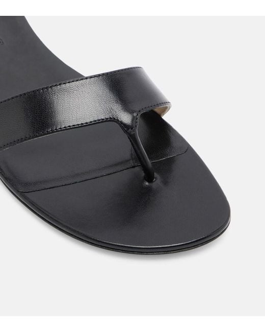 Christen Black Helix Leather Thong Sandals