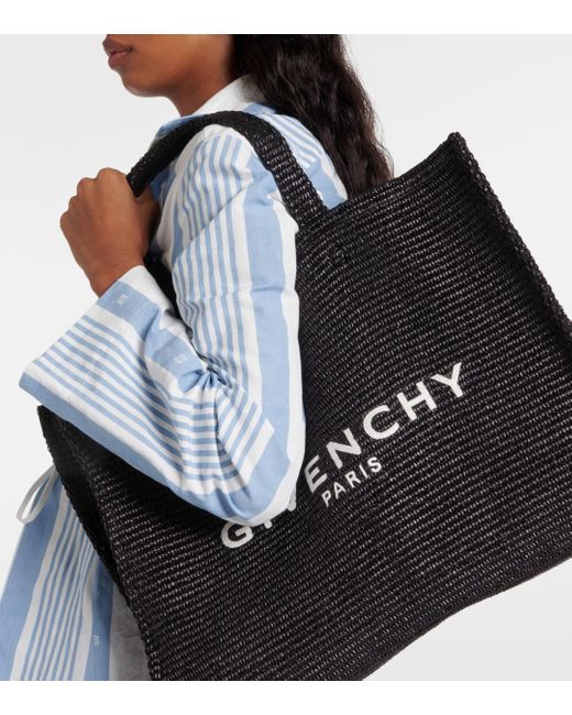 Givenchy Black G-tote Medium Raffia Tote Bag