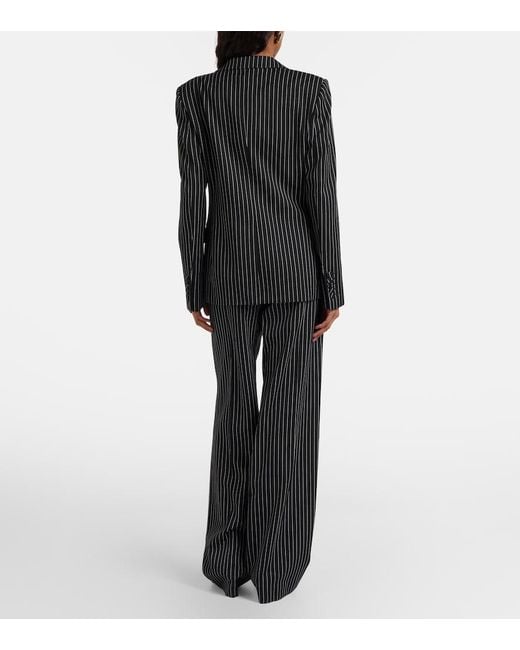 Tom Ford Black Striped Wool And Cotton Straight Pants