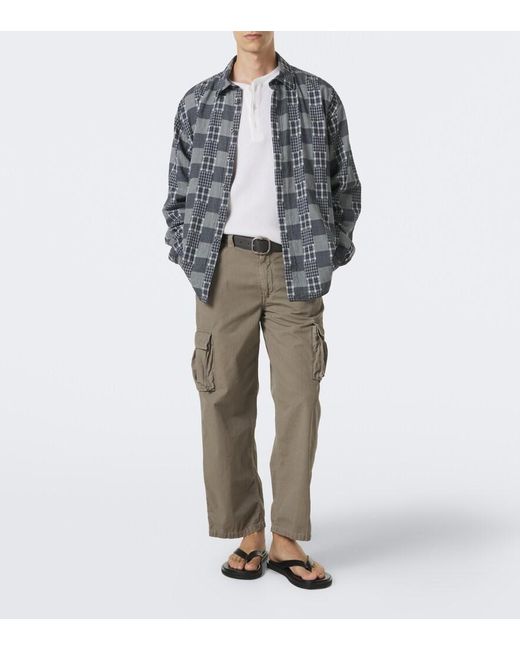 ERL Gray Cotton Seersucker Cargo Pants for men
