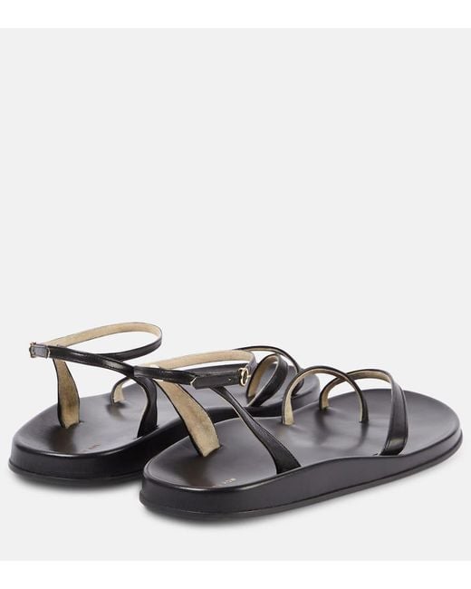 The Row Black Hugh Leather Sandals