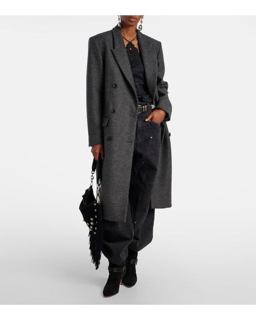 Isabel Marant Black Irene Double-Breasted Virgin Wool Coat