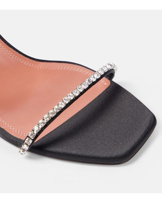 AMINA MUADDI Pink Gilda 70 Embellished Satin Mules