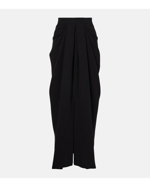 Max Mara Black Cady Pleated Maxi Skirt