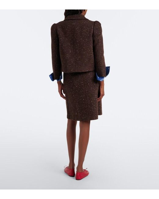 ShuShu/Tong Brown Belted Wool-Blend Miniskirt