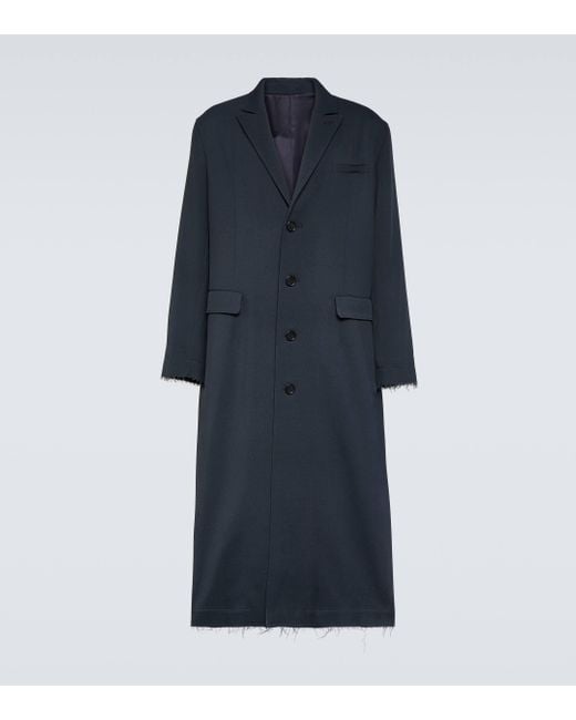 Undercover Blue Single-breasted Wool Coat for men