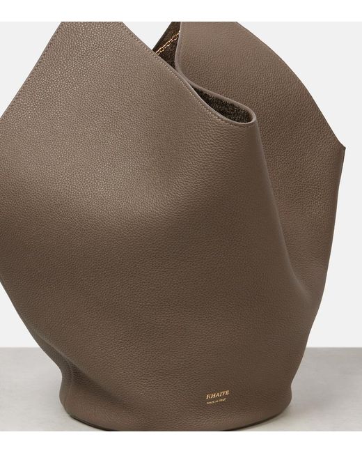 Khaite Brown Lotus Small Leather Tote Bag