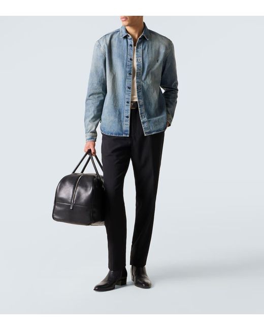 Saint Laurent Blue Cassandre Denim Shirt for men