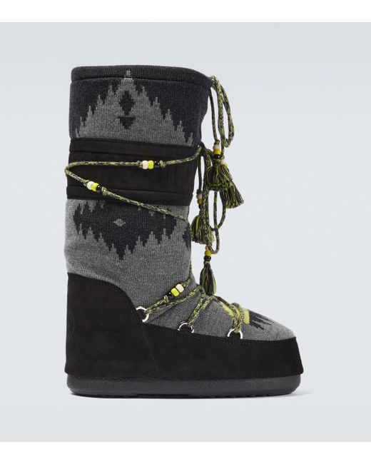 Alanui X Moon Boot Icon Jacquard Boots in Black for Men | Lyst UK