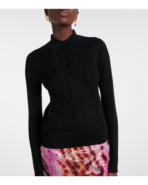 Dries Van Noten Black Cotton Polo Sweater