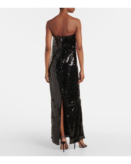 ROTATE BIRGER CHRISTENSEN Black Sequined Strapless Maxi Dress