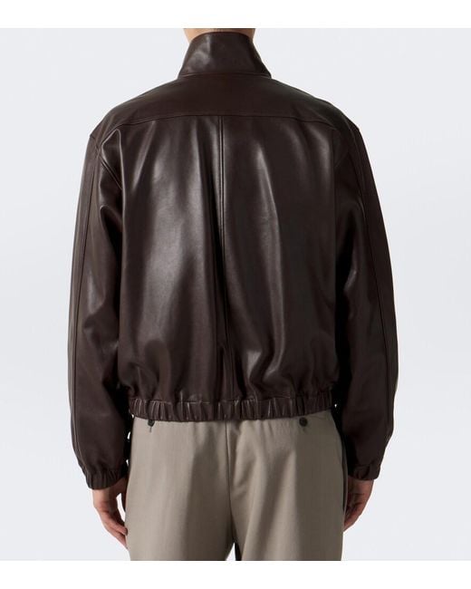 Saint Laurent Brown Leather Blouson Jacket for men