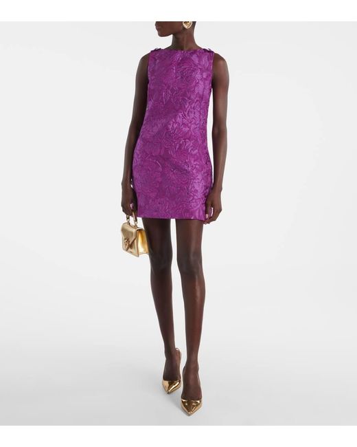 Vestido Corto En Mezcla De Algodon Dolce & Gabbana de color Purple