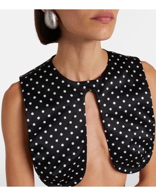 Jean Paul Gaultier Black Polka-Dot Silk Crop Top